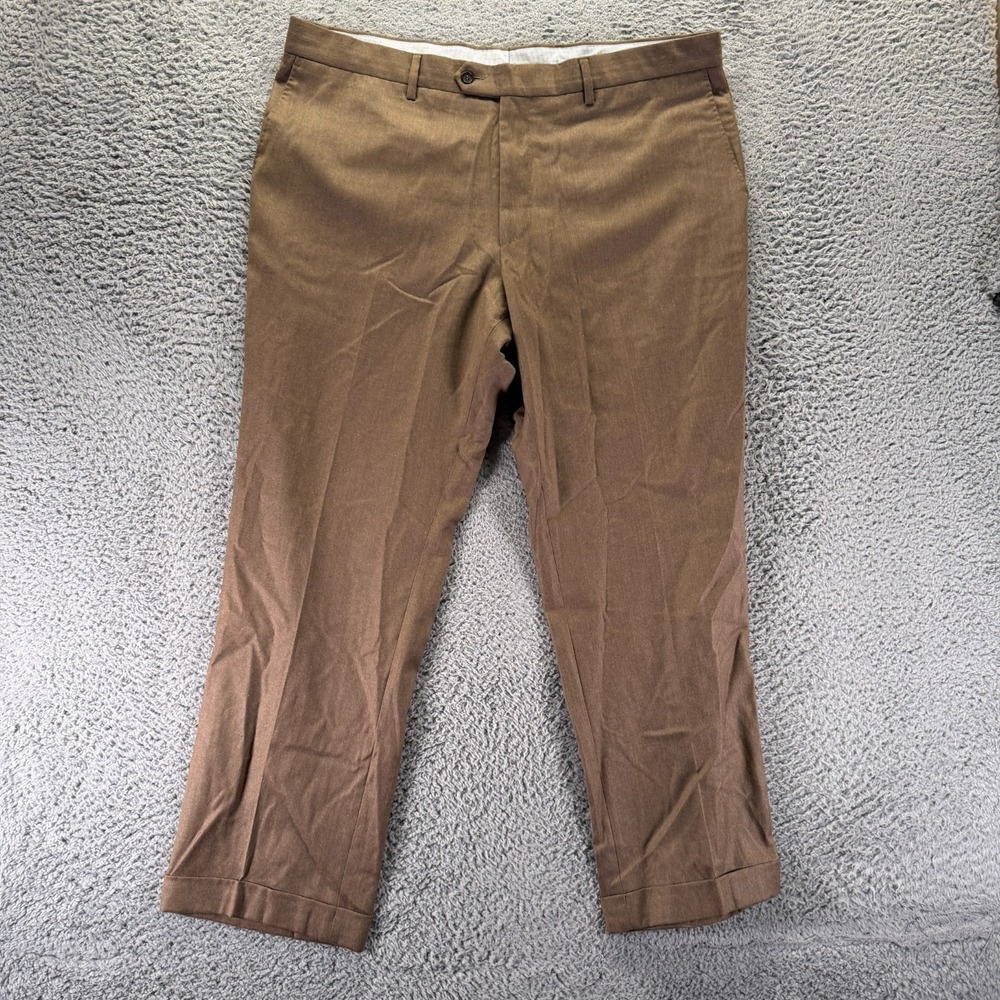 Zignone Pant Mens 40x30 Brown Wool Dress Straight Business Formal Career Preppy